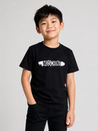 T-shirt per bambini Moschino Kids nera con stampa logo sul davanti H8M058LAA10 60100 MOSCHINO KIDS 
