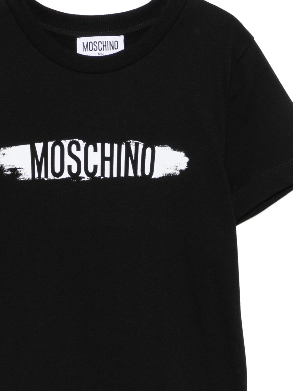 T-shirt per bambini Moschino Kids nera con stampa logo sul davanti H8M058LAA10 60100 MOSCHINO KIDS 