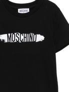 T-shirt per bambini Moschino Kids nera con stampa logo sul davanti H8M058LAA10 60100 MOSCHINO KIDS 