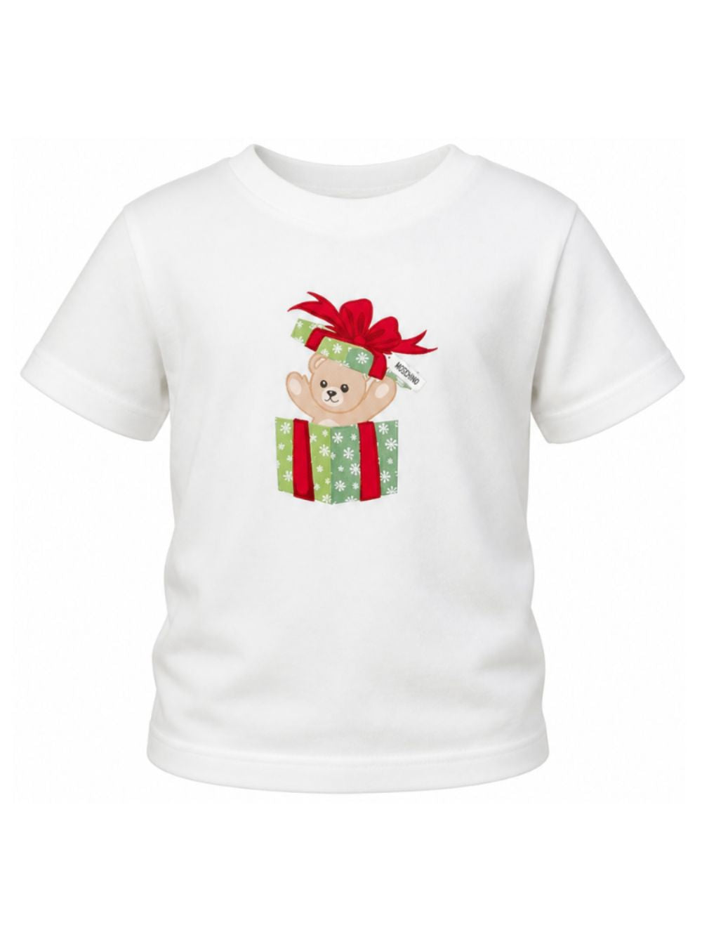 T-shirt per bambini Moschino Kids bianco con stampa orsetto sul davanti H9M058LAA10 10063 MOSCHINO KIDS 