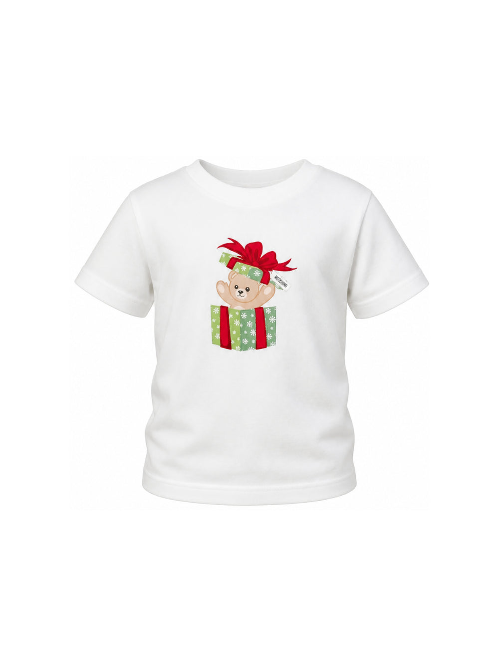 T-shirt per bambini Moschino Kids bianco con stampa orsetto sul davanti H9M058LAA10 10063 MOSCHINO KIDS 