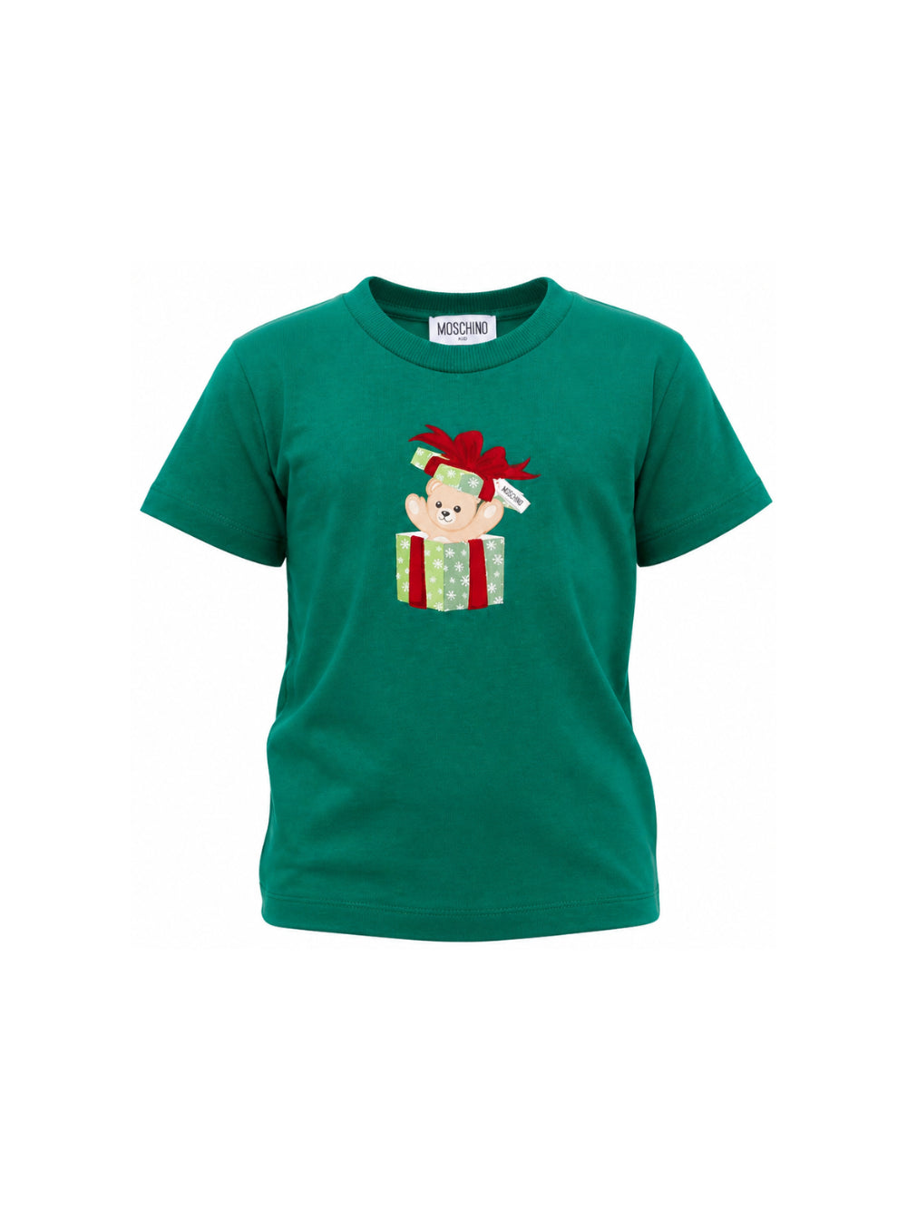 T-shirt per bambini Moschino Kids verde con stampa orsetto sul davanti H9M058LAA10 30327 MOSCHINO KIDS 