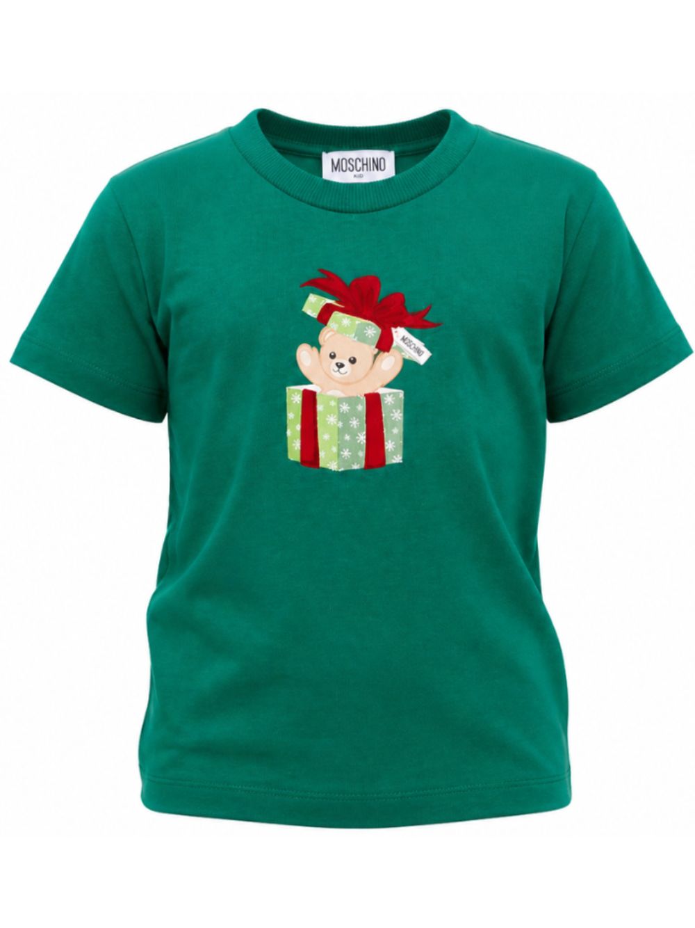 T-shirt per bambini Moschino Kids verde con stampa orsetto sul davanti H9M058LAA10 30327 MOSCHINO KIDS 