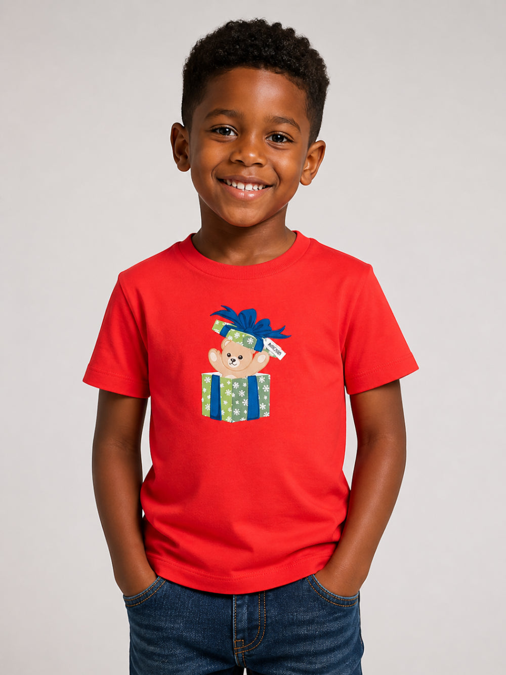T-shirt per bambini Moschino Kiìds rossa con stampa orsetto sul davanti H9M058LAA10 50109 MOSCHINO KIDS 