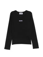 T-shirt per bambina Moschino Kids nera con logo sul davanti HAO011LBA39 60100 MOSCHINO KIDS 