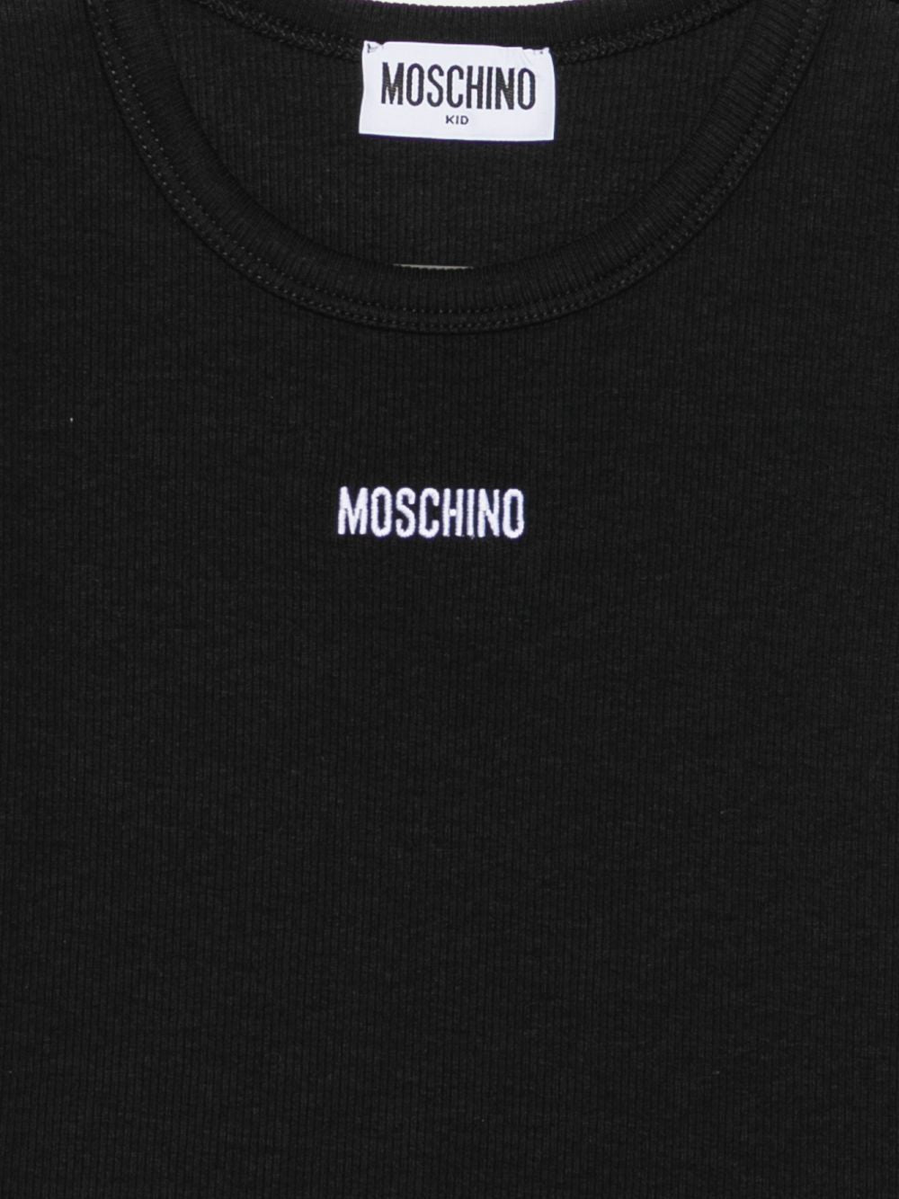 T-shirt per bambina Moschino Kids nera con logo sul davanti HAO011LBA39 60100 MOSCHINO KIDS 