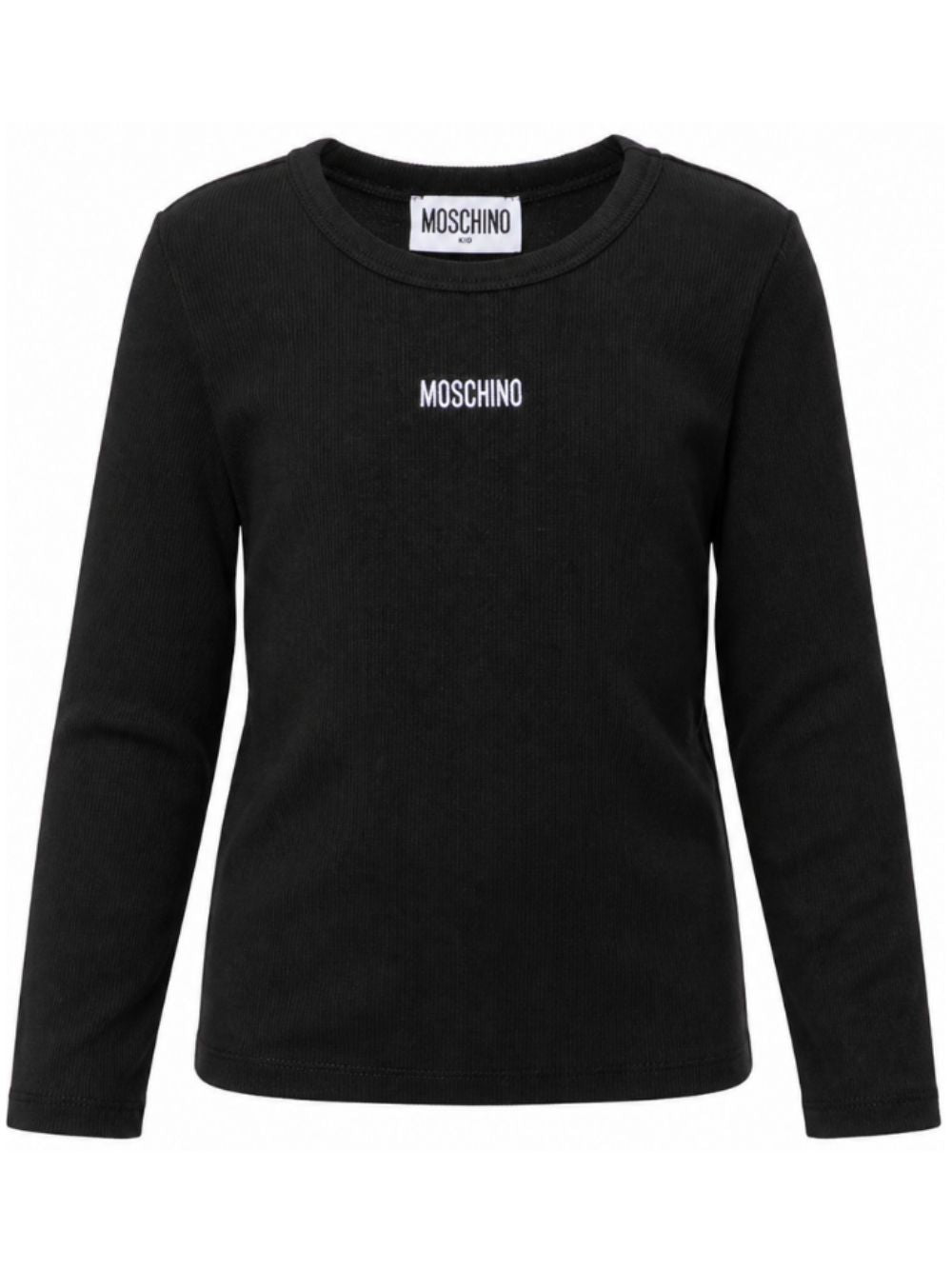 T-shirt per bambina Moschino Kids nera con logo sul davanti HAO011LBA39 60100 MOSCHINO KIDS 
