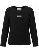 T-shirt per bambina Moschino Kids nera con logo sul davanti HAO011LBA39 60100 MOSCHINO KIDS 