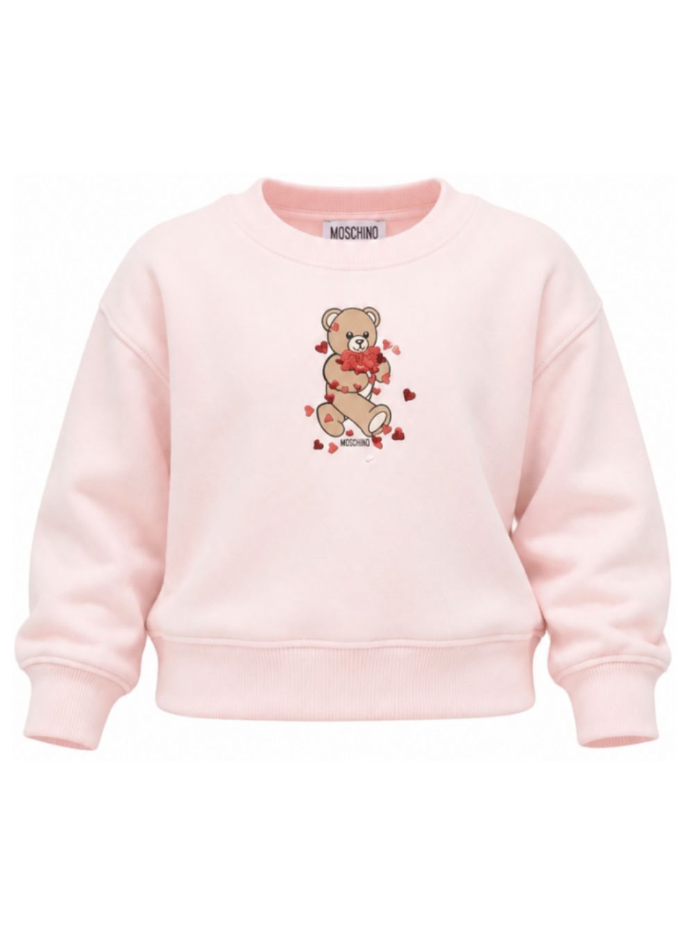 Felpa per bambina Moschino Kids rosa con dettaglio Teddy Bear HBF06GLDA63 50209 MOSCHINO KIDS 