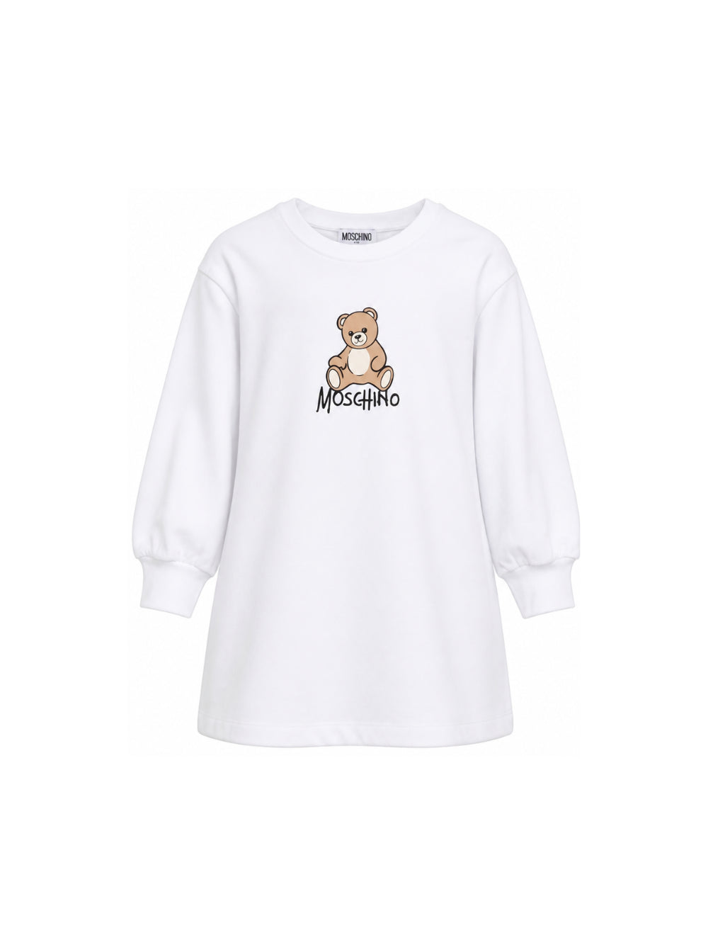 Abito per bambina Moschino Kids bianco con stampa Teddy Bear HBV0GYLCA94 10101 MOSCHINO KIDS 
