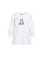 Abito per bambina Moschino Kids bianco con stampa Teddy Bear HBV0GYLCA94 10101 MOSCHINO KIDS 