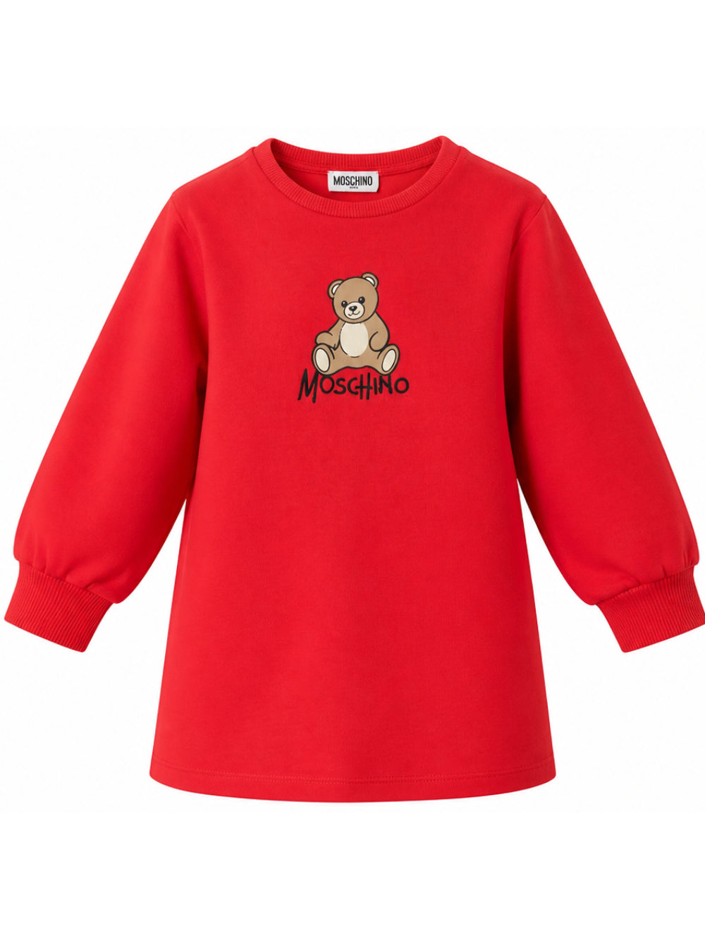 Abito per bambina Moschino Kids rosso con stampa orsetto sul davanti HBV0GYLCA94 50109 MOSCHINO KIDS 