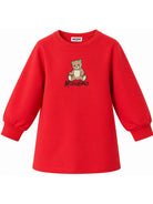 Abito per bambina Moschino Kids rosso con stampa orsetto sul davanti HBV0GYLCA94 50109 MOSCHINO KIDS 