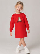 Abito per bambina Moschino Kids rosso con stampa orsetto sul davanti HBV0GYLCA94 50109 MOSCHINO KIDS 