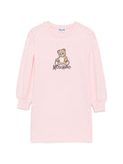 Abito per bambina Moschino Kids rosa con stampa Teddy sul davanti HBV0GYLCA94 50209 MOSCHINO KIDS 