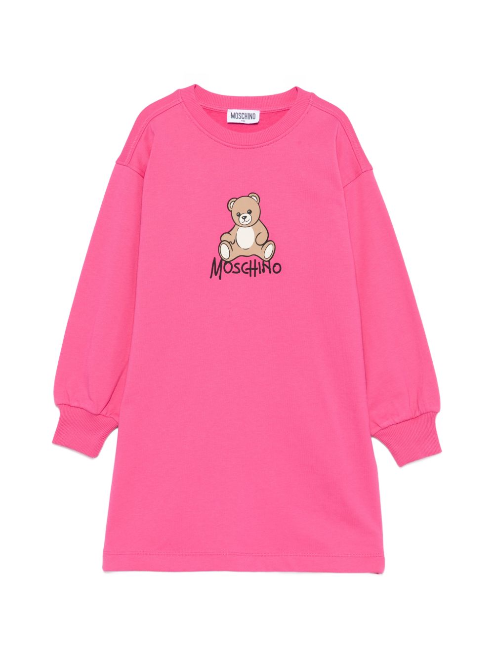 Abito per bambina Moschino Kids fucsia con stampa Teddy sul davanti HBV0GYLCA94 51450 MOSCHINO KIDS 
