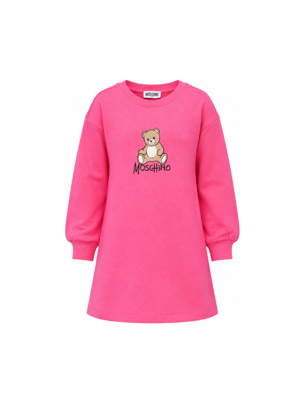 Abito per bambina Moschino Kids fucsia con stampa Teddy sul davanti HBV0GYLCA94 51450 MOSCHINO KIDS 