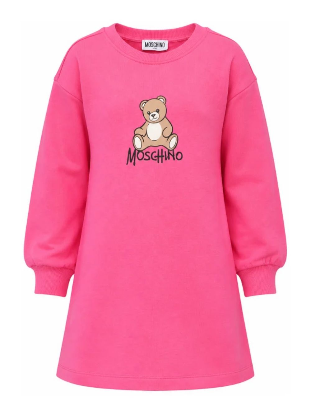 Abito per bambina Moschino Kids fucsia con stampa Teddy sul davanti HBV0GYLCA94 51450 MOSCHINO KIDS 