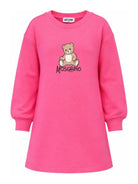 Abito per bambina Moschino Kids fucsia con stampa Teddy sul davanti HBV0GYLCA94 51450 MOSCHINO KIDS 