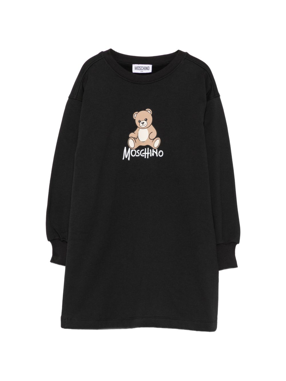 Abito per bambina Moschino Kids nero con stampa Teddy sul davanti HBV0GYLCA94 60100 MOSCHINO KIDS 