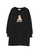 Abito per bambina Moschino Kids nero con stampa Teddy sul davanti HBV0GYLCA94 60100 MOSCHINO KIDS 