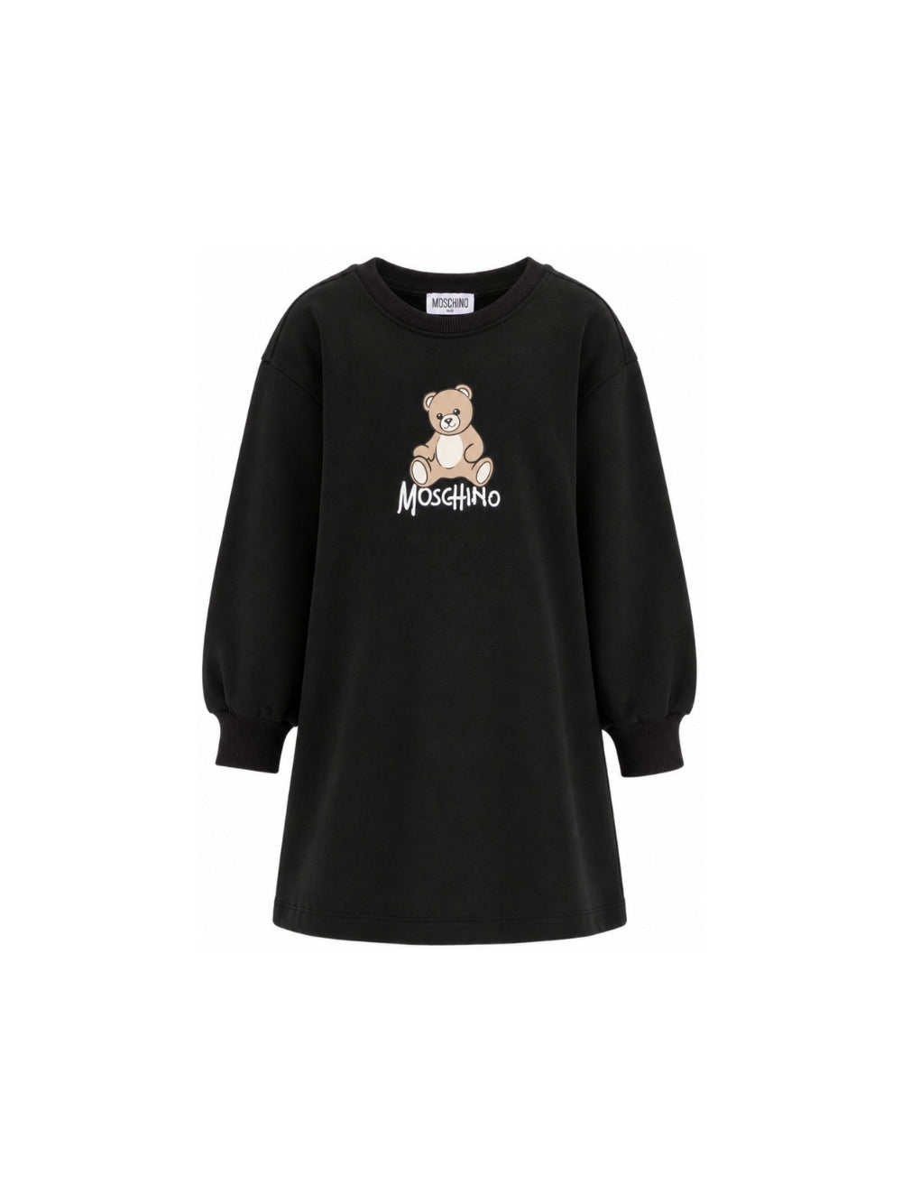 Abito per bambina Moschino Kids nero con stampa Teddy sul davanti HBV0GYLCA94 60100 MOSCHINO KIDS 