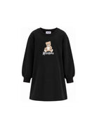 Abito per bambina Moschino Kids nero con stampa Teddy sul davanti HBV0GYLCA94 60100 MOSCHINO KIDS 
