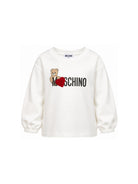 Felpa per bambina Moschino kids bianca con stampa logo sul davanti HDF06ULDA18 10063 MOSCHINO KIDS 