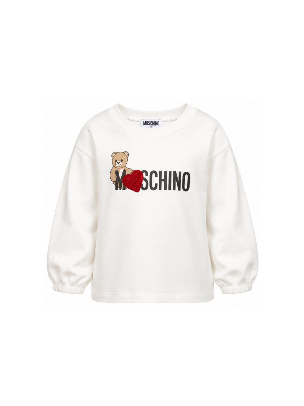 Felpa per bambina Moschino kids bianca con stampa logo sul davanti HDF06ULDA18 10063 MOSCHINO KIDS 