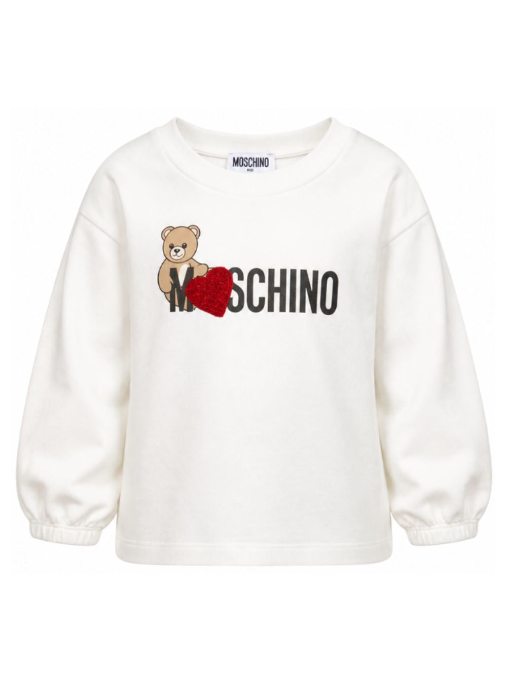 Felpa per bambina Moschino kids bianca con stampa logo sul davanti HDF06ULDA18 10063 MOSCHINO KIDS 