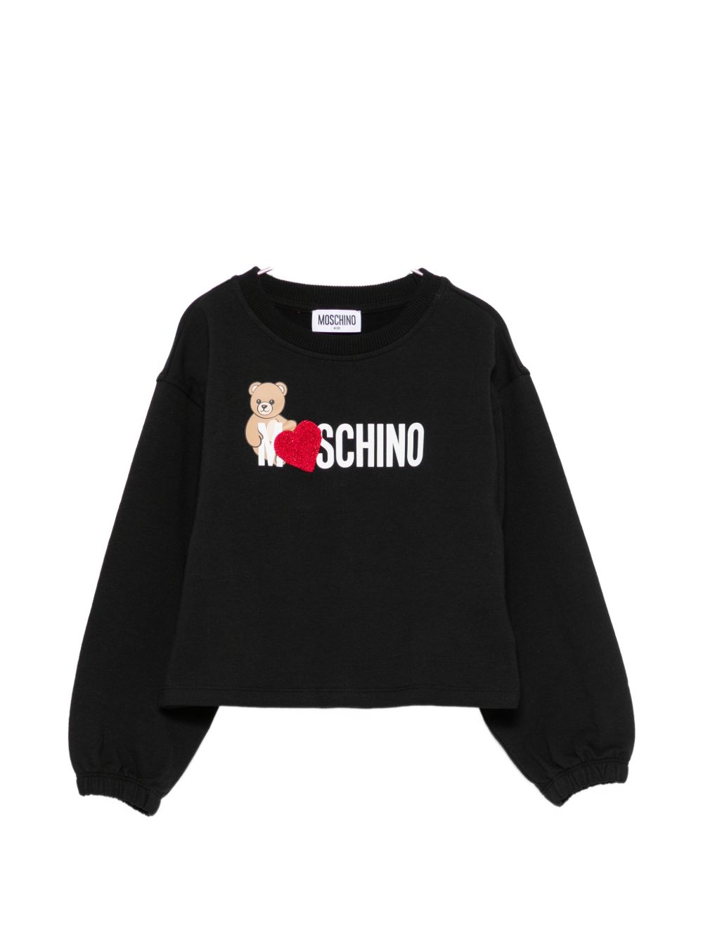 Felpa per bambina Moschino Kids nera con stampa logo sul davanti HDF06ULDA18 60100 MOSCHINO KIDS 