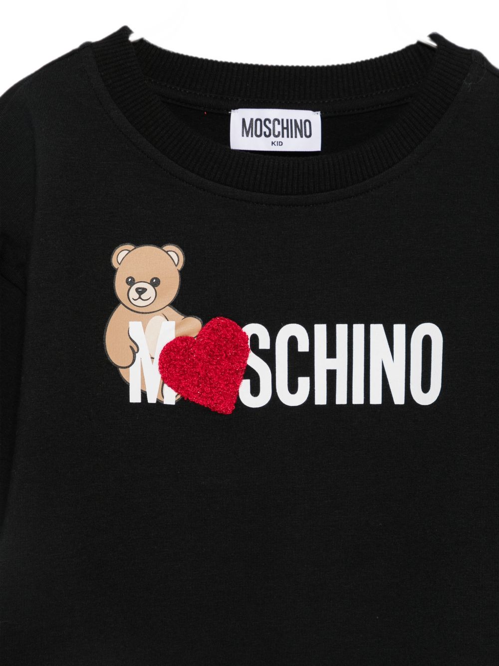 Felpa per bambina Moschino Kids nera con stampa logo sul davanti HDF06ULDA18 60100 MOSCHINO KIDS 