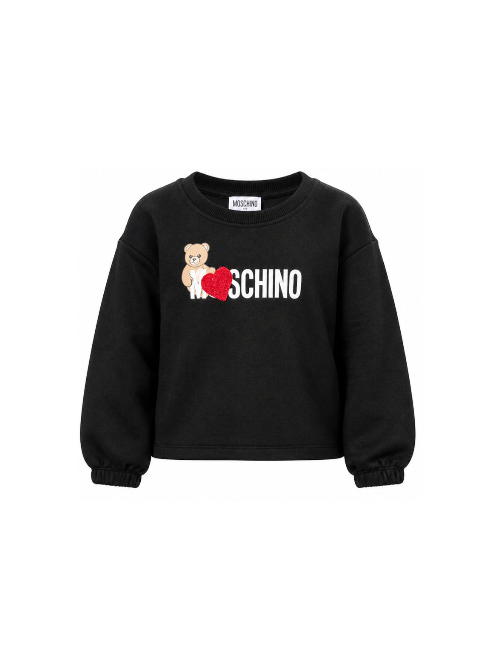Felpa per bambina Moschino Kids nera con stampa logo sul davanti HDF06ULDA18 60100 MOSCHINO KIDS 