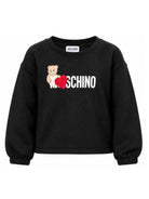 Felpa per bambina Moschino Kids nera con stampa logo sul davanti HDF06ULDA18 60100 MOSCHINO KIDS 