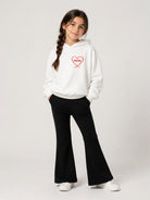 Felpa per bambina Moschino Kids bianca con stampa cuore con logo HDF06ZLDA63 10063 MOSCHINO KIDS 