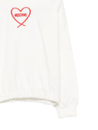 Felpa per bambina Moschino Kids bianca con stampa cuore con logo HDF06ZLDA63 10063 MOSCHINO KIDS 