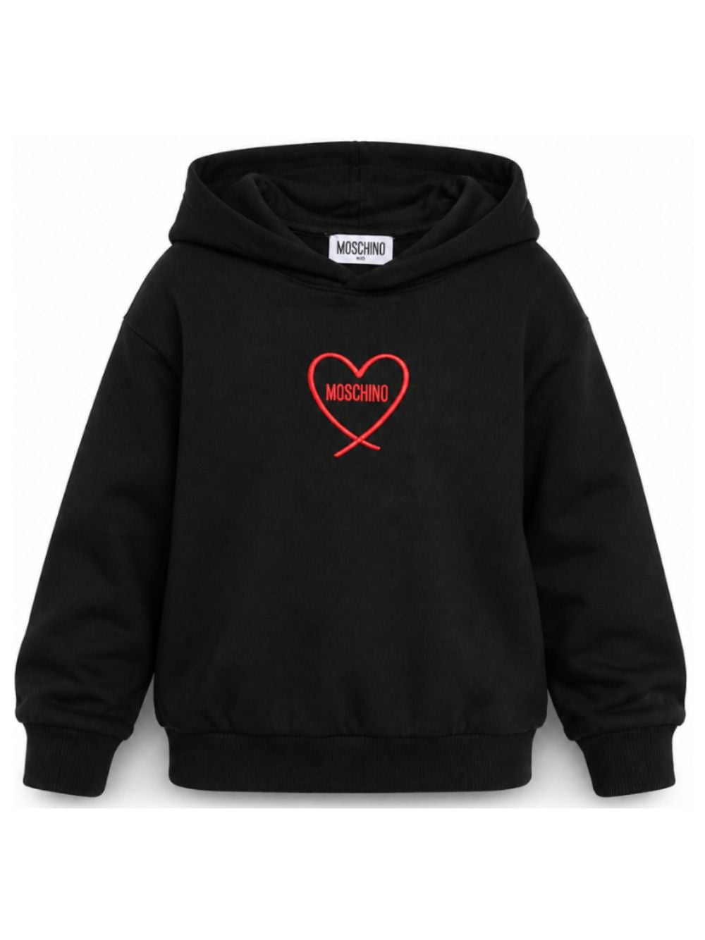 Felpa per bambina Moschino Kids nera con stampa cuore con logo HDF06ZLDA63 60100 MOSCHINO KIDS 