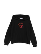 Felpa per bambina Moschino Kids nera con stampa cuore con logo HDF06ZLDA63 60100 MOSCHINO KIDS 