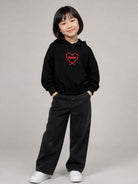 Felpa per bambina Moschino Kids nera con stampa cuore con logo HDF06ZLDA63 60100 MOSCHINO KIDS 