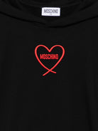 Felpa per bambina Moschino Kids nera con stampa cuore con logo HDF06ZLDA63 60100 MOSCHINO KIDS 