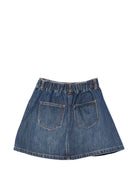 Gonna per bambina Moschino Kids in denim con logo ricamato a forma di cuore HDJ04BL0E49 41047 MOSCHINO KIDS 
