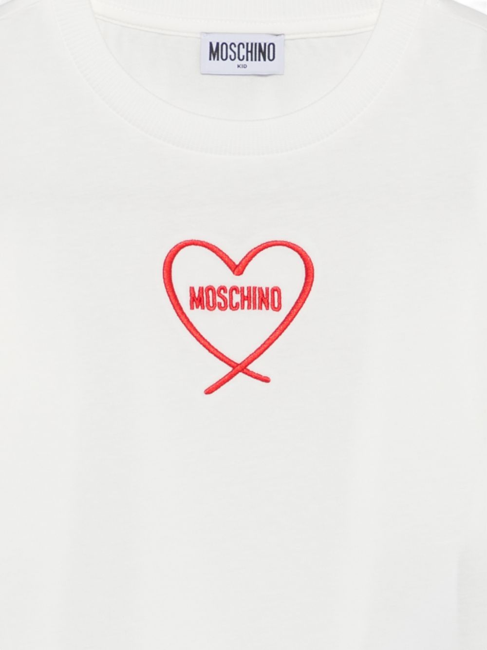 T-shirt per bambina Moschino Kids bianca con stampa cuore con logo HDM078LAA10 10063 MOSCHINO KIDS 