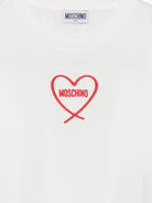 T-shirt per bambina Moschino Kids bianca con stampa cuore con logo HDM078LAA10 10063 MOSCHINO KIDS 