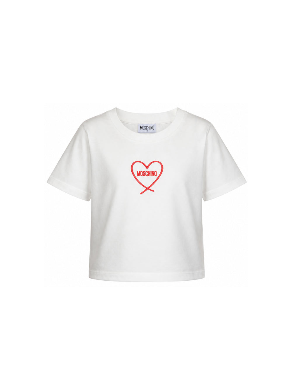 T-shirt per bambina Moschino Kids bianca con stampa cuore con logo HDM078LAA10 10063 MOSCHINO KIDS 