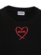 T-shirt per bambina Moschino Kids nera con stampa cuore con logo HDM078LAA10 60100 MOSCHINO KIDS 