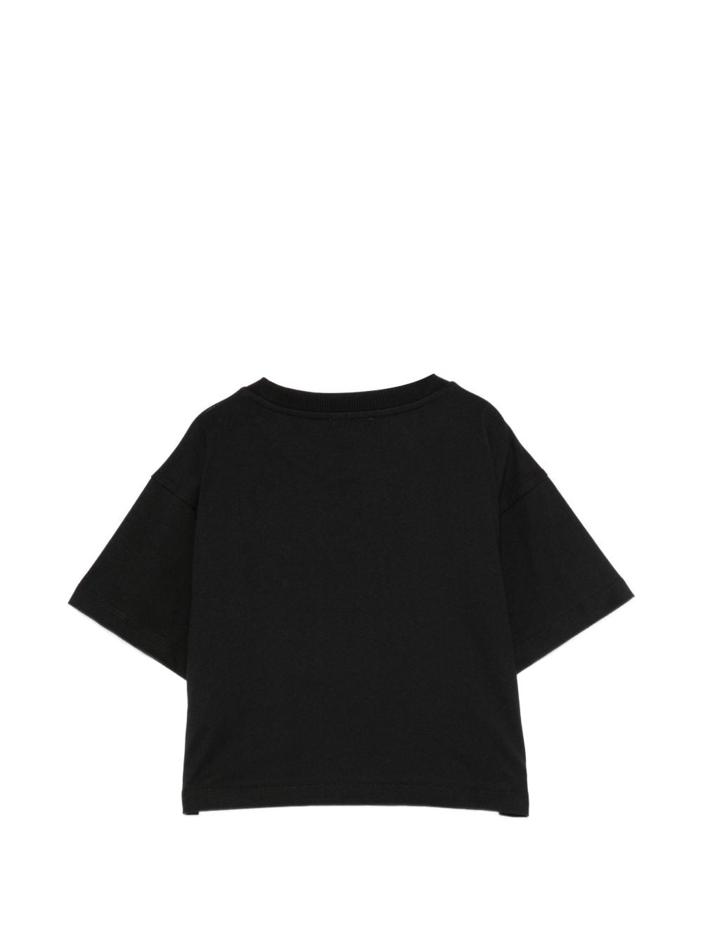 T-shirt per bambina Moschino Kids nera con stampa cuore con logo HDM078LAA10 60100 MOSCHINO KIDS 