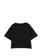 T-shirt per bambina Moschino Kids nera con stampa cuore con logo HDM078LAA10 60100 MOSCHINO KIDS 