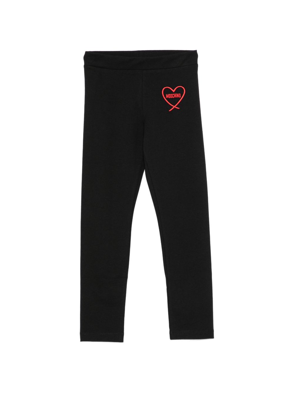 Pantaloni per bambina Moschino Kids neri con stampa cuore con logo HDP07CLBA11 60100 MOSCHINO KIDS 