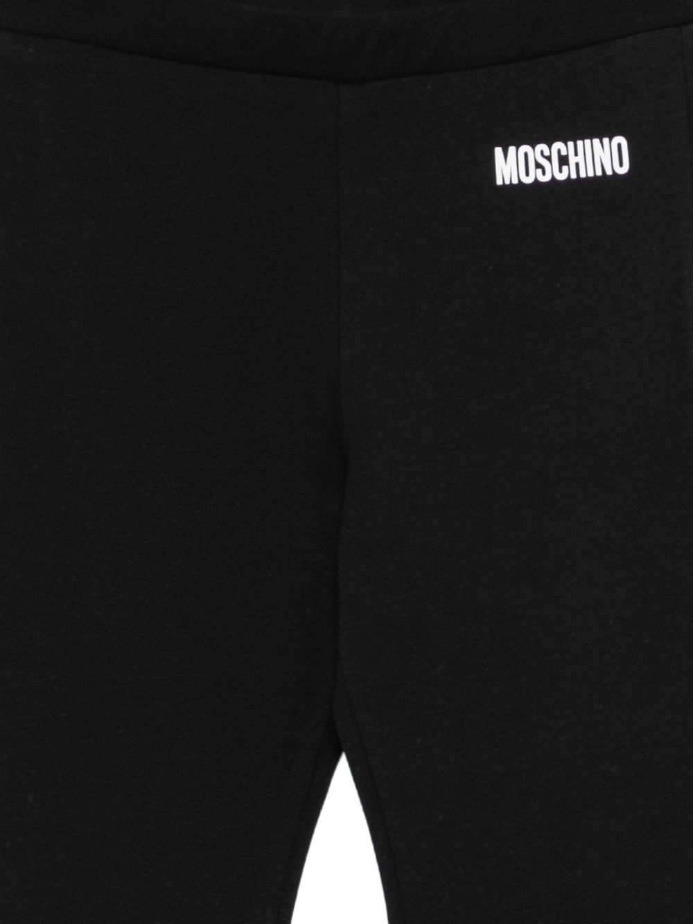 Pantaloni per bambina Moschino Kids neri con logo sul davanti HDP07ELBA42 60100 MOSCHINO KIDS 