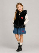 Smanicato per bambina Moschino Kids nero con motivo orsetto sul davanti HDS059LIA02 60100 MOSCHINO KIDS 